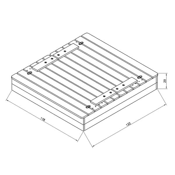 TIMBELA - Bac à sable en bois avec couvercle et banc rabattables - 118 x 122 x H20 cm - Timbela M051-1 - large