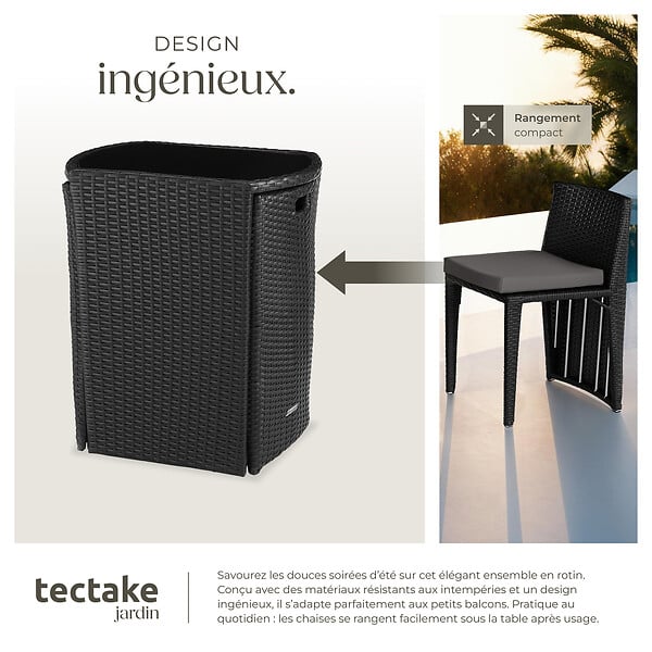 TECTAKE - Salon de jardin HAMBOURG 2 places en aluminium noir - large