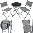 TECTAKE - Ensemble table et chaises de jardin DUSSELDORF gris - vignette