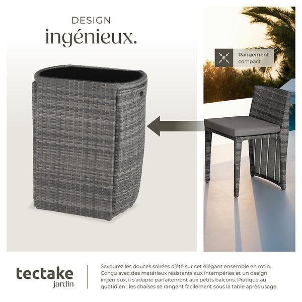 TECTAKE - Salon de jardin HAMBOURG 2 places en aluminium gris - large