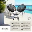 TECTAKE - 2 Places ensemble mobilier extérieur noir fauteuils confortables style acapulco table plateau en verre cordage élastique montage facile - vignette