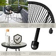 TECTAKE - 2 Places ensemble mobilier extérieur noir fauteuils confortables style acapulco table plateau en verre cordage élastique montage facile - vignette