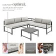 TECTAKE - Ensemble salon de jardin aluminium 2 pieces gris coussins epais dossier reglable table 59 x 59 x 34,5 cm - vignette