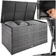 TECTAKE - Coffre de jardin structure en aluminium 145x82,5x79,5cm gris 750L et tressage en rotin - vignette