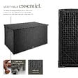 TECTAKE - Coffre jardin en aluminium en résine tressée noir vérins gaz 145x83x80cm 750 l capacité - vignette