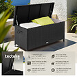 TECTAKE - Coffre de jardin KIRUNA en rotin synthétique 121 x 56 x 60cm 270 L noir - vignette