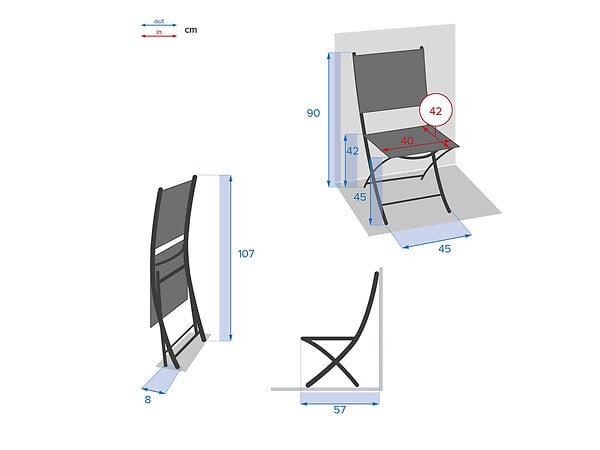 HESPERIDE - Chaise De Jardin En Aluminium Pliable Anthracite/graphite Essentia - Hespéride - large