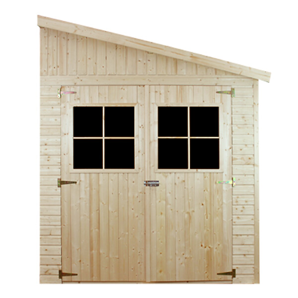 TIMBELA - Abri de Jardin en Bois Naturel (avec paroi latérale) - H244xl218xL416 cm/8 m2 - M340A - large