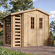 TIMBELA - TIMBELA M386C +M386G Abri de jardin en bois et range bûches I206xL272xH218 cm/ 3,53 + 0,97 m2 AVEC SOL TRAITÉ - vignette