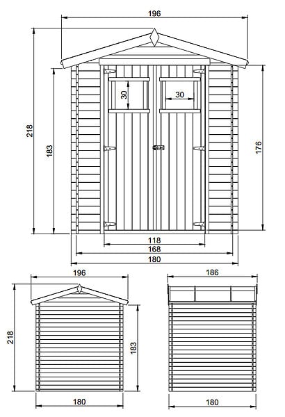 TIMBELA - Abri de jardin en bois - Stockage extérieur I186xL196xH218 cm/ 2,82 m2 - M320 - large