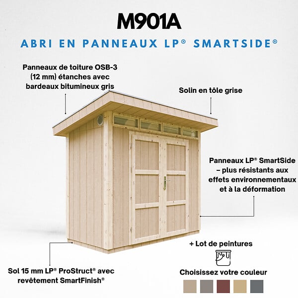 TIMBELA - Abri de Jardin Qualité Premium 3m² - L161xL294cm - Kit tout compris avec sol, tuiles bitumineuses, set de peinture-Construction de Panneaux LP Smartside- Cabane de Jardin Timbela M901A REDWOOD RED - large