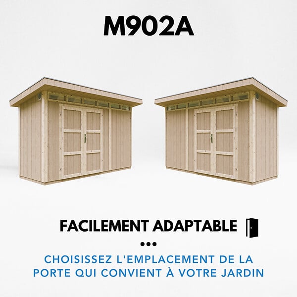 TIMBELA - Abri de Jardin Qualité Premium 4m² - L161xL412cm - Kit tout compris avec sol, tuiles bitumineuses, set de peinture-Construction de Panneaux LP Smartside- Cabane de Jardin Timbela M902A TERRA BROWN - large