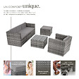 TECTAKE - Salon en rotin Lignano avec fauteuil gris - vignette