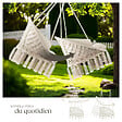 TECTAKE - Fauteuil suspendu beige style bohème romantique coussin moelleux construction robuste usage intérieur extérieur poids léger 80 x 72 x 125 cm - vignette