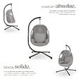 TECTAKE - Fauteuil suspendu ANIKA avec cadre et coussin 160kg gris clair - vignette
