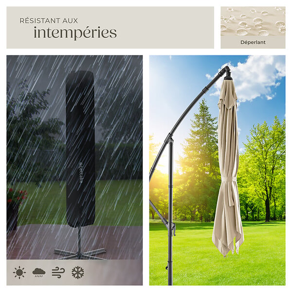 TECTAKE - Parasol APOLLON avec manivelle 2,5 x 2,5 m  beige - large