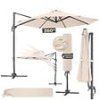 TECTAKE - Parasol DARIA 300 cm avec pied déporté et housse de protection beige - vignette