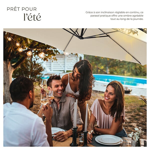 TECTAKE - Parasol 350 cm avec housse de protection beige - large