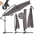 TECTAKE - Parasol déporté 3,5 m protection contre les uv ouverture par manivelle inclinable gris housse de protection incluse - vignette