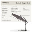 TECTAKE - Parasol déporté 3,5 m protection contre les uv ouverture par manivelle inclinable gris housse de protection incluse - vignette