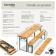 TECTAKE - Ensemble de tables et bancs pliable avec support parasol mobilier de jardin marron en acier sapin - vignette