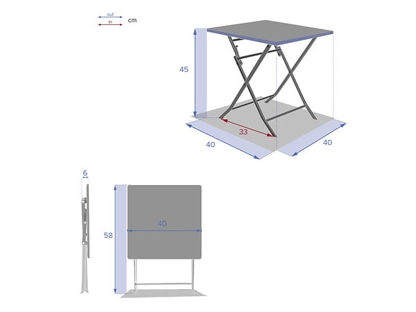 HESPERIDE - Table d'appoint carrée pliante Greensboro Argile - 40 x 40 cm - Hespéride - large