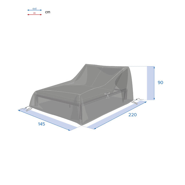 HESPERIDE - Housse pour transat double Hambo gris - 220 x 145 x 90 cm - Hespéride - large