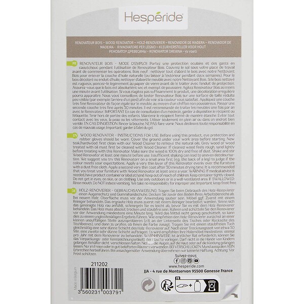 HESPERIDE - Rénovateur de couleur bois exotique finition Lin doré 1L - large
