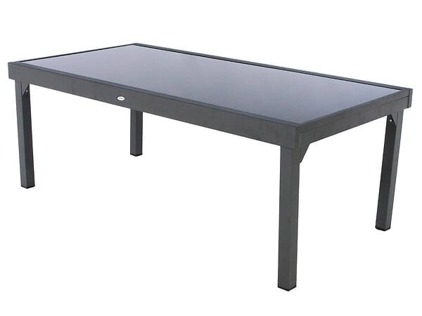 HESPERIDE - Table extensible rectangulaire en verre Piazza 8/12 places Gris anthracite - Hespéride - large