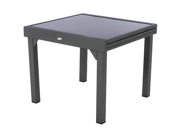 HESPERIDE - Table extensible carrée en verre Piazza 4/8 places Gris anthracite - Hespéride - large