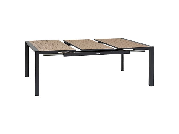 HESPERIDE - Table de jardin carrée extensible alu Evasion 8/10 places effet bois honey et graphite - Hespéride - large
