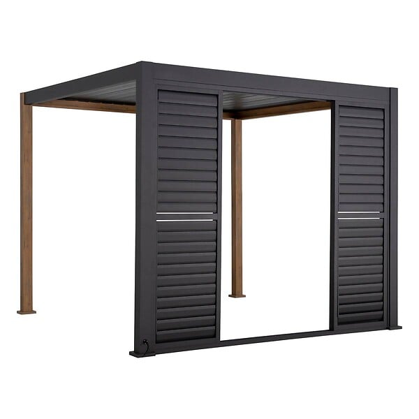 HESPERIDE - Persienne coulissante pour pergola bioclimatique "Evora" - 1/3 côté - 2,7 x 2,3m Graphite - large