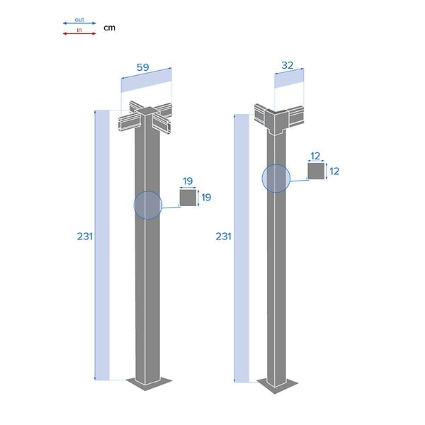 HESPERIDE - Kit de 2 poteaux d'angle pour pergola bioclimatique "Majaé" 3,6x3,6m - large