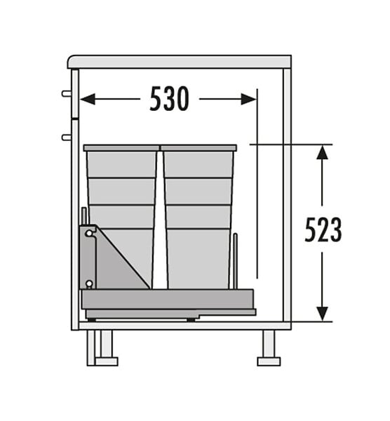 HAILO - Poubelle encastrable 2 bacs pour meuble coulissant 60L (29+29) Hailo Bottom Mount - large