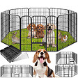 TECTAKE - Enclos modulable pour chien gris portes avec double verrou pliable vernis protection dimensions 210 cm - vignette