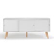 ID MARKET - Buffet bas scandinave 135 cm EFFIE 3 portes bois blanc - vignette