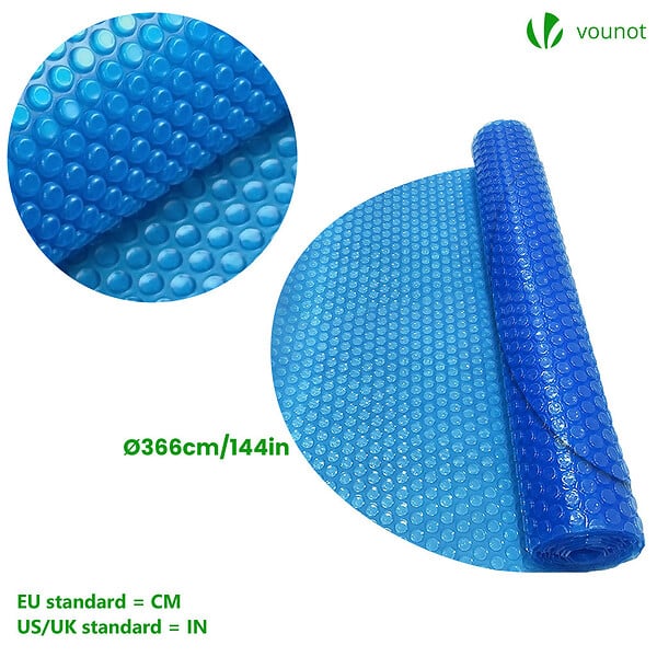 VOUNOT - Bache a bulle piscine 120 microns ronde decoupable Ø366cm bleu - large