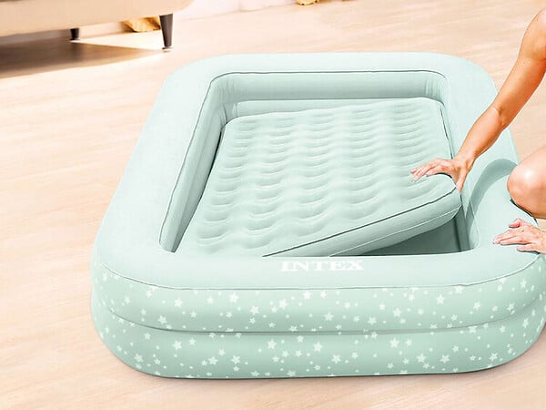 INTEX - Matelas gonflable enfant 1 place étoilé bleu + gonfleur - Intex - large