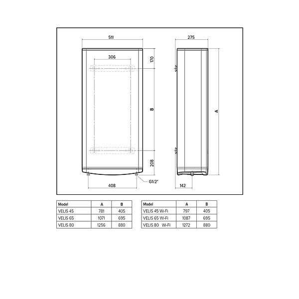 ARISTON - Chauffe-eau électrique Ultra-Plat - ARISTON - VELIS DUNE 80 FR EU - large