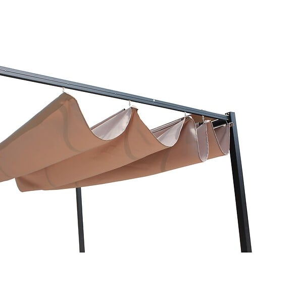 CONCEPT USINE - Pergola autoportante 3 x 3 m en acier avec toile taupe TUSA - large