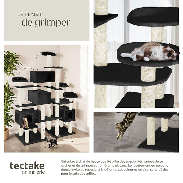 TECTAKE - Arbre à Chat Entissar 214 cm noir - large
