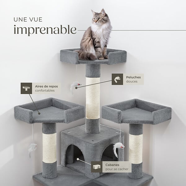 TECTAKE - Arbre à chat BARNEY 170 cm gris - large