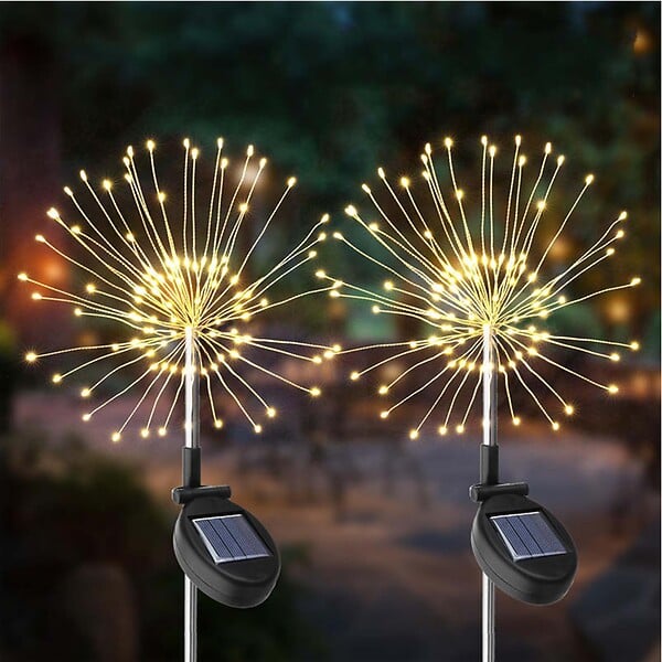 LUMISKY - 2 Balises solaires à planter FIREWORKS SPIKE H97cm - large