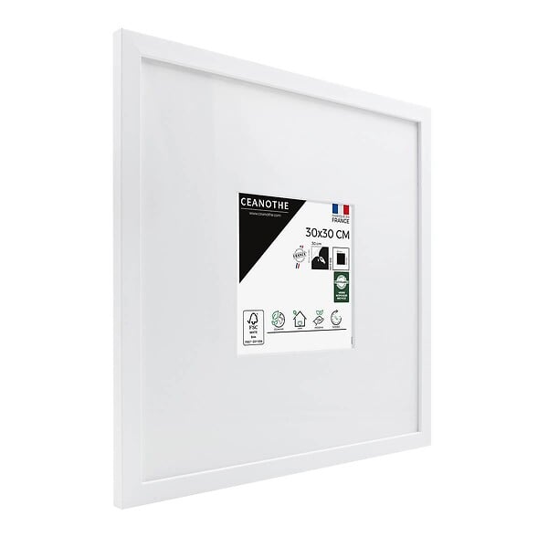 CEANOTHE - Cadre photo Wild blanc 30x30 cm avec passe-partout 13x13 cm - large