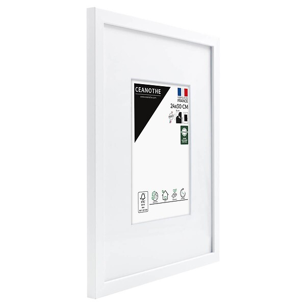 CEANOTHE - Cadre photo Wild blanc 24x30 cm avec passe-partout 13x18 cm - large