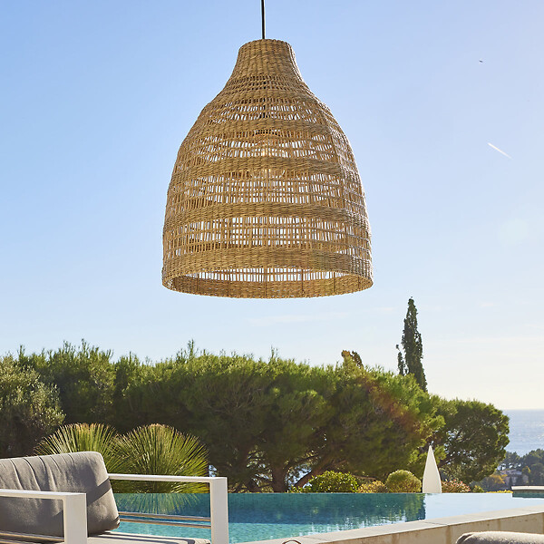 LUMISKY - Suspension Extérieure Herbe Marine Beige D50cm Câble 5m - large