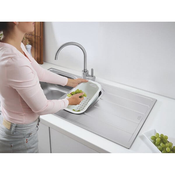 GROHE - Évier K200 GROHE 31564SD1 1 bac + 1/2 bac + 1 égouttoir - inox - large