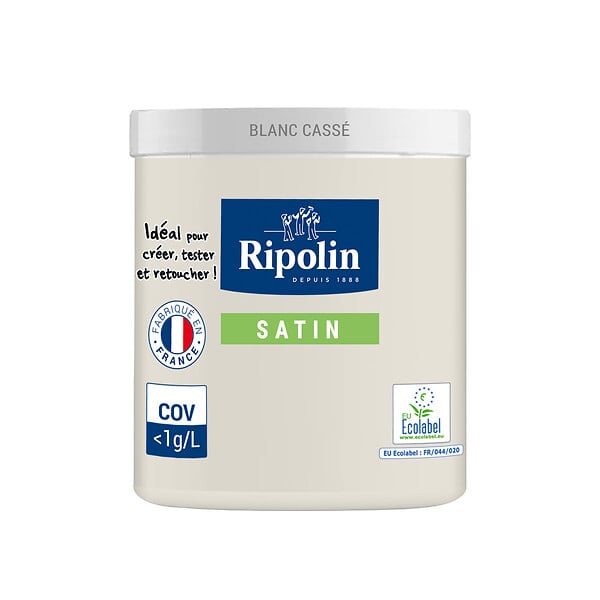 RIPOLIN - Testeur Peinture Blanc Cassé Satin - Acrylique - 75ml - large