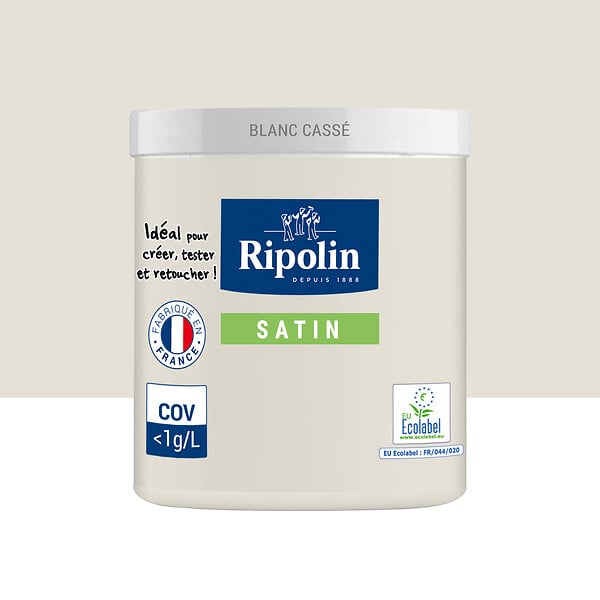 RIPOLIN - Testeur Peinture Blanc Cassé Satin - Acrylique - 75ml - large