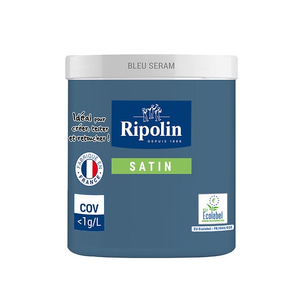 RIPOLIN - Testeur peinture murale satin - Bleu Séram - 0,075L - large